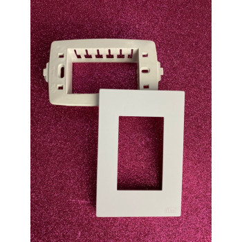 Placa 3 Módulo Horizontal com Suporte 4x2 - RECTA Branco Satin Fosco